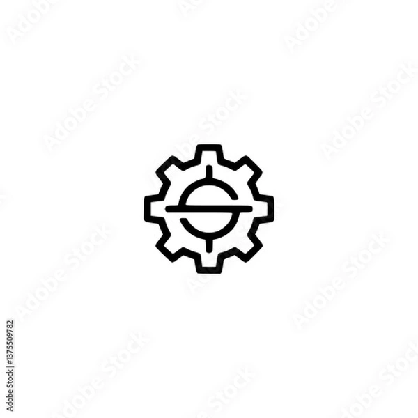 Fototapeta Minimalist Gear Icon with Target Element - Process, Settings, Technology