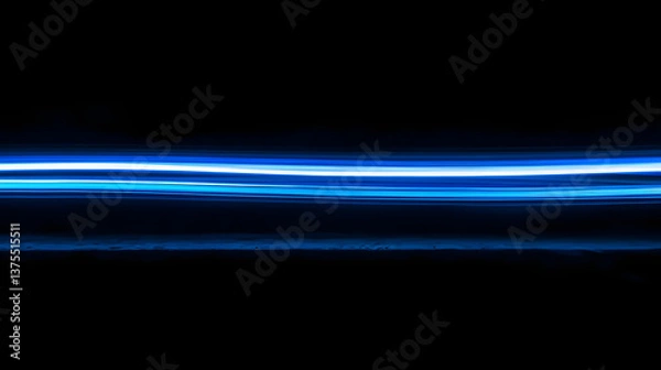 Fototapeta Luminous blue lines speed. Neon color glowing lines background, high-speed light trails effect. Futuristic dynamic motion technology