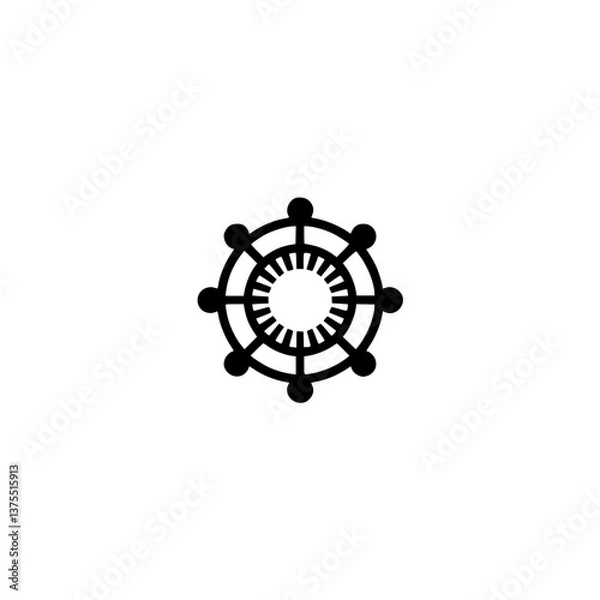 Fototapeta Minimalist Geometric Symbol: Concentric Circles and Dots on White