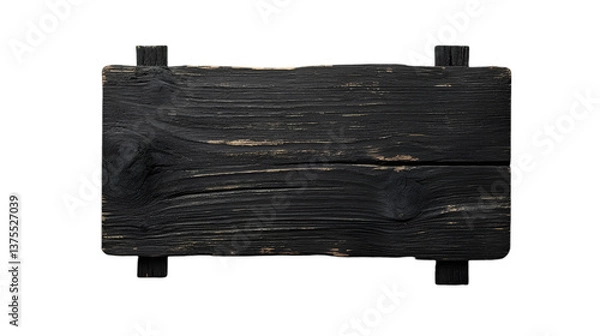 Obraz A dark wooden sign with visible wood grain and a black background for graphic design purposes
