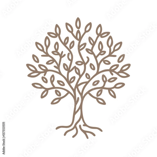 Obraz Olive Tree Vector Icon, Minimalist Design