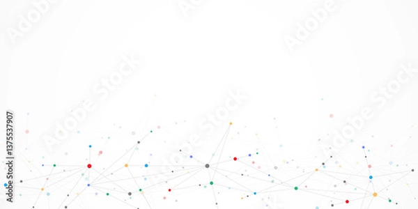 Fototapeta Minimalistic design with connecting the dots and lines. Abstract geometric background of science and technology concept