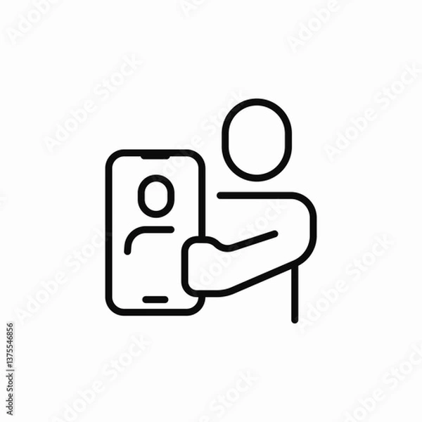 Fototapeta Mobile selfie photo sharing icon vector sign