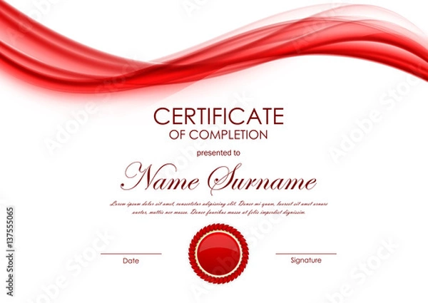 Fototapeta Certificate of completion template