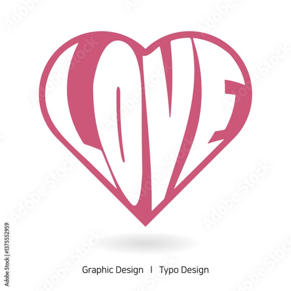 Obraz 하트와 러브를 결합한 타이포 디자인
