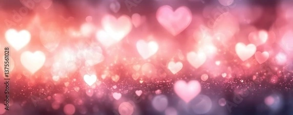 Fototapeta Abstract Heart Background with Bokeh for Weddings, Romantic Celebrations, Valentine's Day, Mother's Day, Birthdays in Soft Pastel Pink
