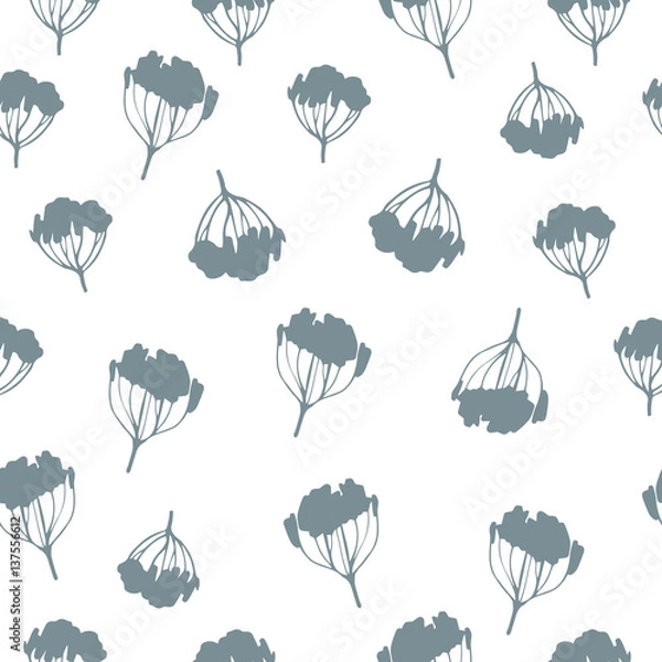 Fototapeta Vintage seamless pattern with hand drawn branches. Vector botanical illustrations.
