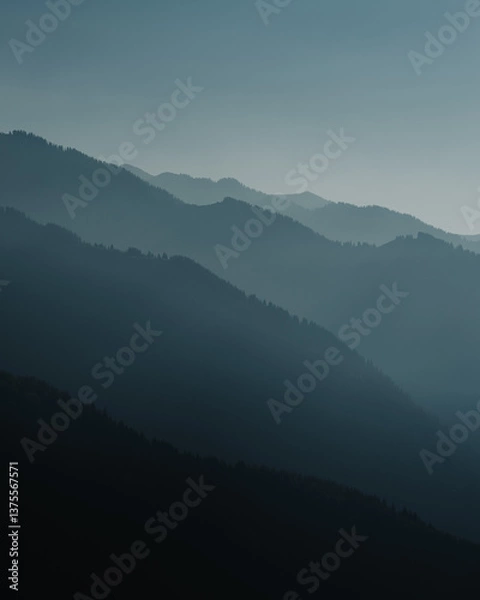 Obraz misty mountain landscape, mountains layers