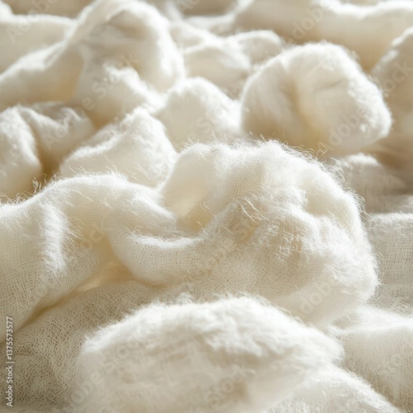 Fototapeta Soft Cloud: A close-up shot of fluffy cotton clouds, with soft texture, offering a cozy and comfortable feeling.