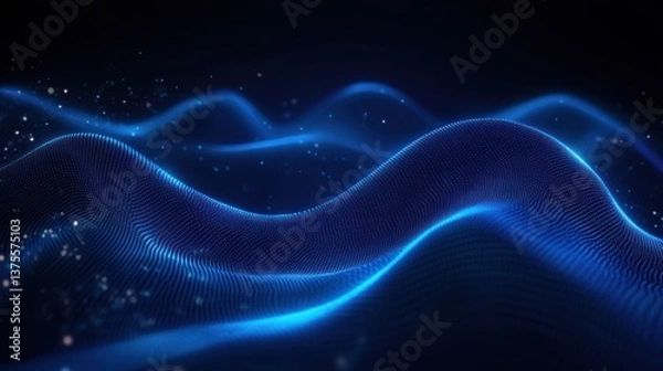 Fototapeta Abstract Digital Wave Technology Background with Glowing Blue Light and Futuristic Design