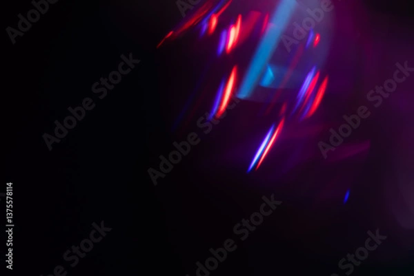 Fototapeta Blur neon light. Lens flare overlay. Bokeh fluorescent flash gleam.