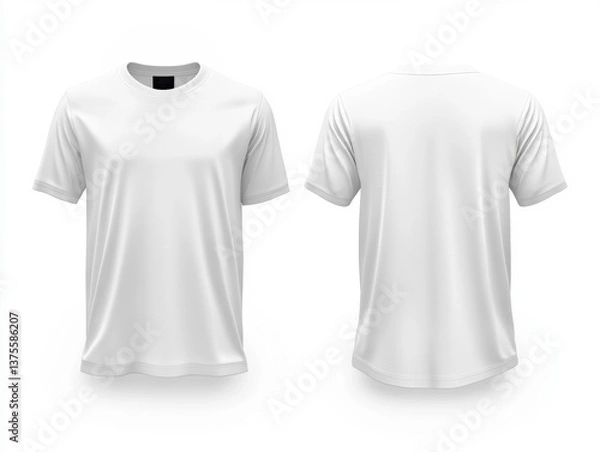 Fototapeta Plain white t-shirt displayed from front and back