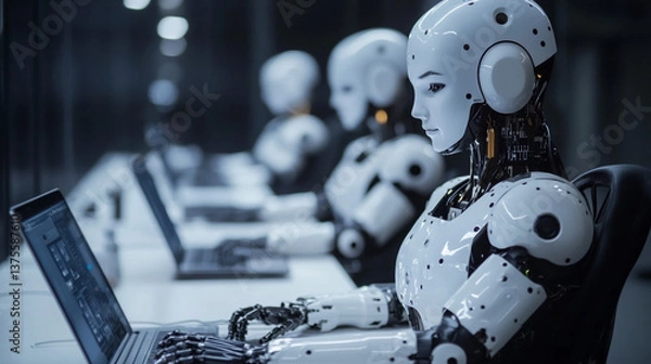 Fototapeta The future of work is evolving as AI automates repetitive tasks in various industries.