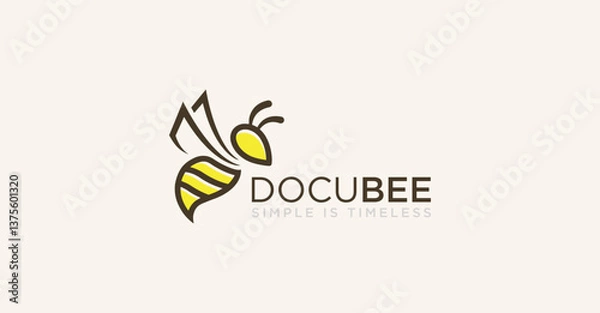 Obraz Bee with paper document wings logo