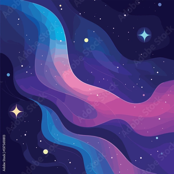 Obraz Colorful abstract cosmos with stars and swirling patterns in night sky