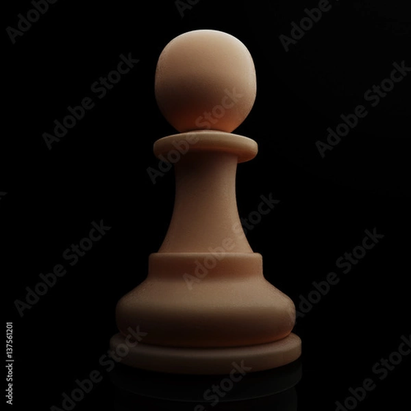 Fototapeta White Pawn. Chess figure, 3D Render Illustration isolated with clipping path.