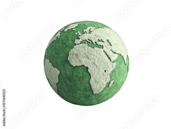 Fototapeta Textured green globe model for educational use, cut out - stock png.
