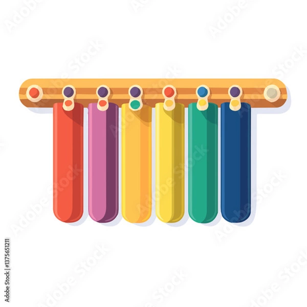 Fototapeta Flat vector glockenspiel mallets, minimalist design, isolated on a white background.

