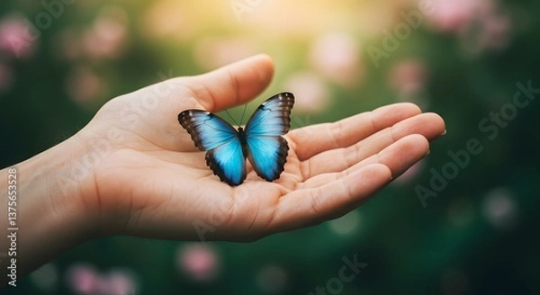 Obraz butterfly on hand