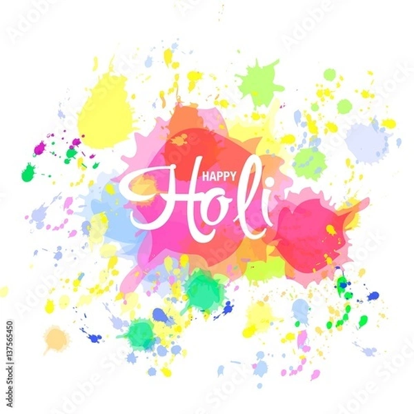 Fototapeta vector illustration with Happy Holi greeting card. Happy Holi colorful poster. Happy Holi colorful background