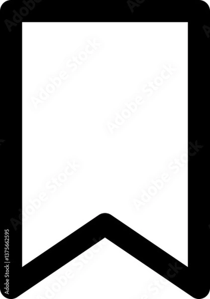 Fototapeta Bold black bookmark icon, minimalist design. Perfect for website UI, app design, or any project needing a simple, clean save/favorite symbol.  Versatile and easily scalable.