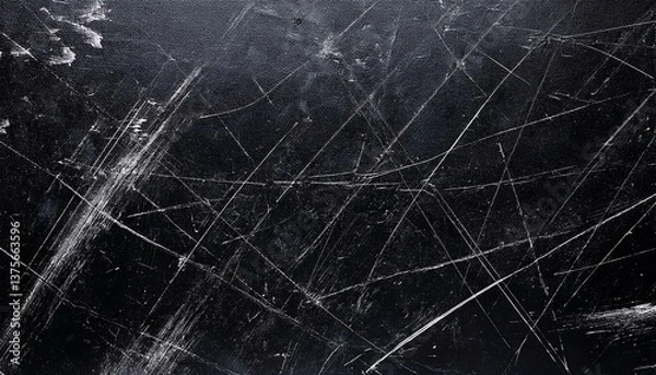 Fototapeta texture of old surface on black background with white scratches