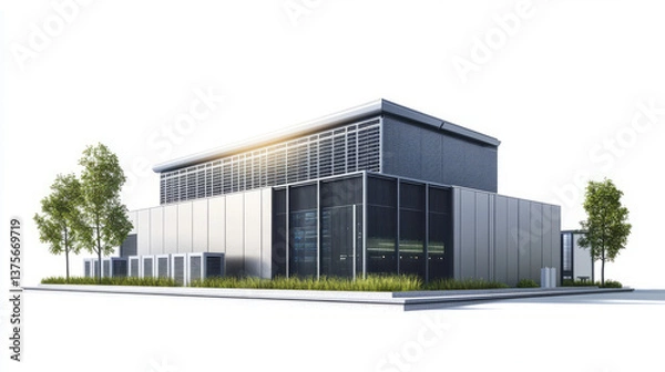 Obraz Modern data center architecture urban environment digital infrastructure clean design aerial view innovative technology solutions