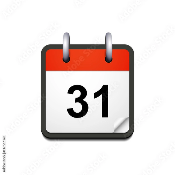 Obraz Vector calendar icon with 31 date, isolated on white