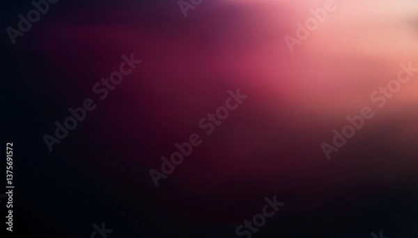 Fototapeta Abstract mocha mousse-red color light ultraviolet gradient radiance soft texture on dark black background. Neon blur glow. Color light overlay. Copy space.