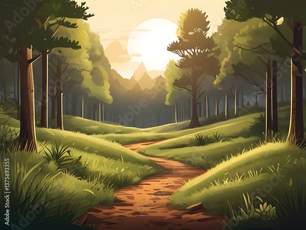 Obraz Fantasy Forest Landscape with Trees