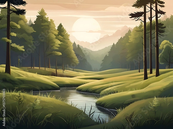 Fototapeta Whimsical AI-Generated Forest Artwork