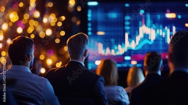 Fototapeta Trading Seminar with Coach Presenting Stock Breakout Strategies