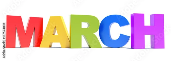 Obraz March colored text calendar background on white