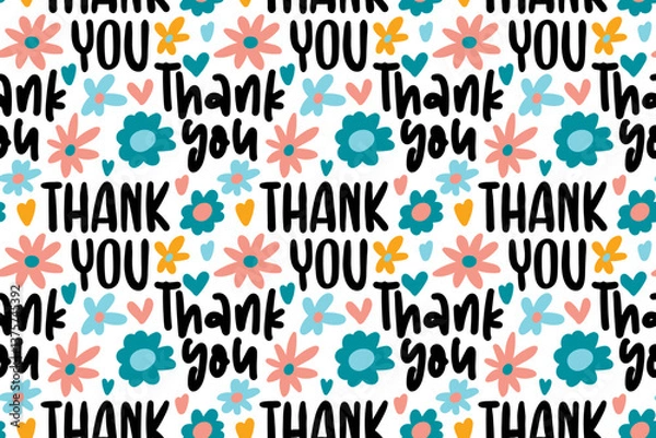 Obraz seamless pattern with thank you lettering. vector illustration