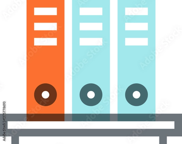 Fototapeta files shelf flat line web icon concept