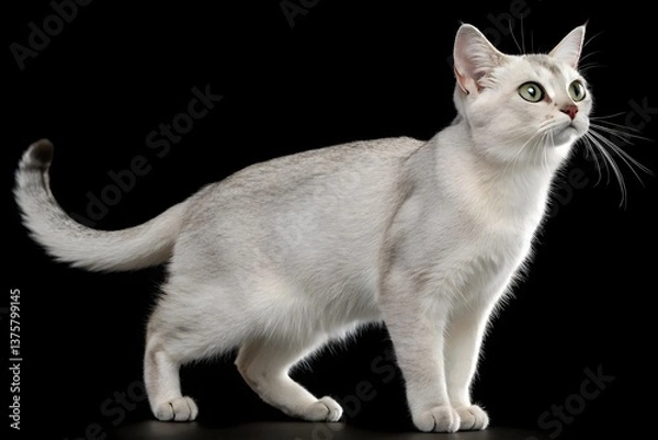 Obraz Isolated black and white feline, a cute young kitten against pure white
