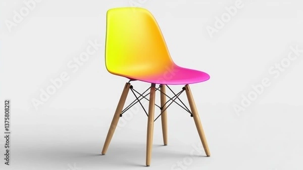 Fototapeta Vibrant Modern Chair Design with Yellow and Pink Gradient Finish
