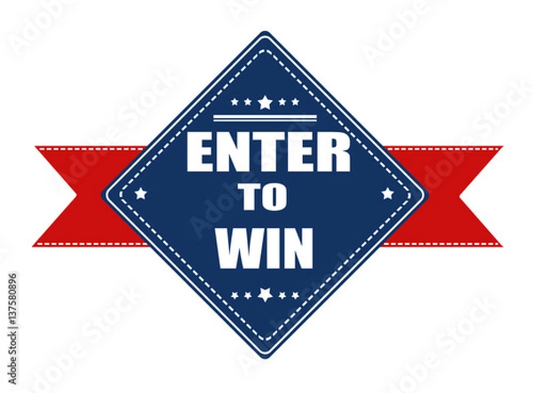 Obraz Enter to win label with ribbon