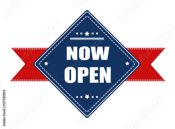 Obraz Now open label with ribbon