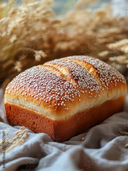 Obraz A lye bread, delicious, solid color background, photography style, 
