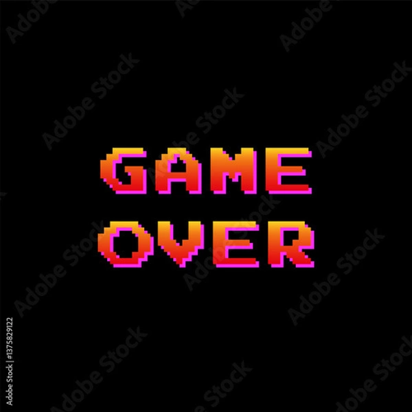 Obraz Vector inscription game over for textile design. Text in retro style of old arcade machines