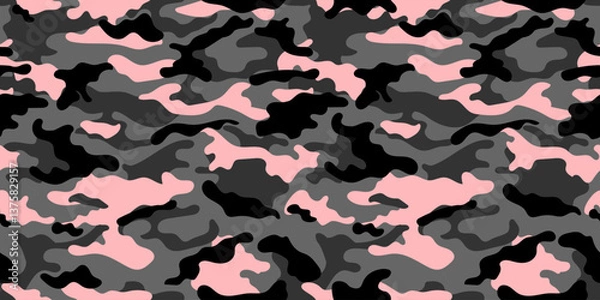 Obraz Dark Pink camouflage pattern for clothing design. Colorful military seamless pattern for army