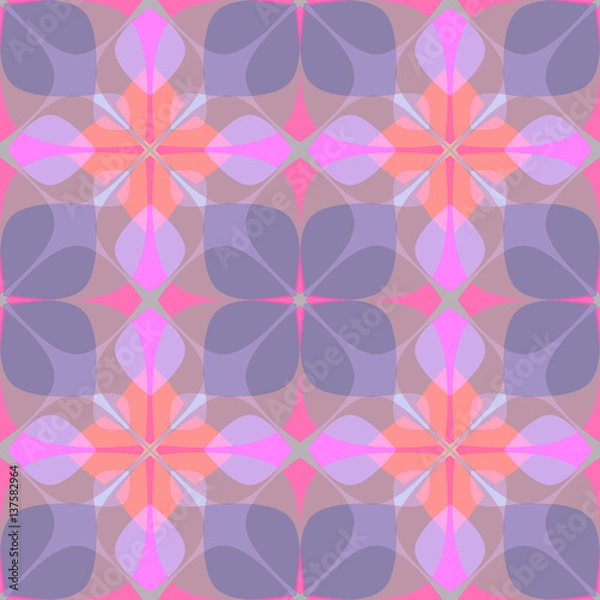 Fototapeta Floral geometric seamless pattern. Abstract vector background
