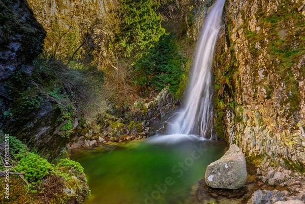 Obraz Emblematic beautifull waterfall of the Serra da Estrela Natural Park in Portugal - Pit of Hell Cascade (Poço do Inferno in portuguese language)