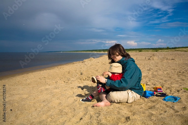 Fototapeta On the beach after the rain