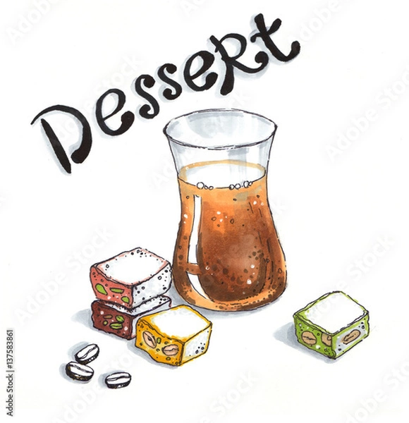 Obraz Turkish delight and tea