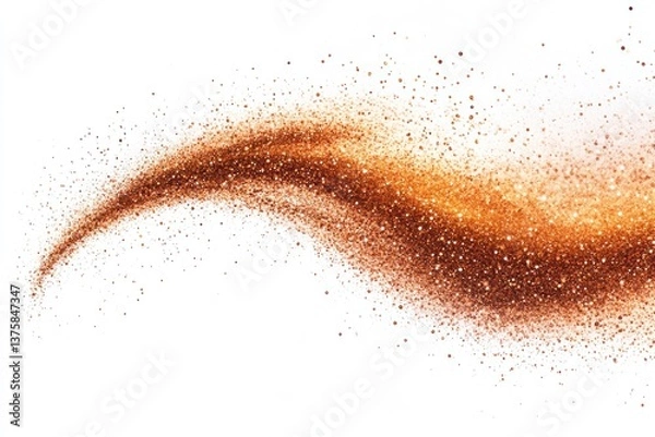 Fototapeta Copper glitter wave on white background, sparkling texture, festive design.