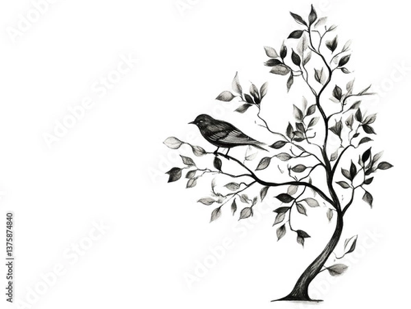 Fototapeta Isolated Bird on Tree