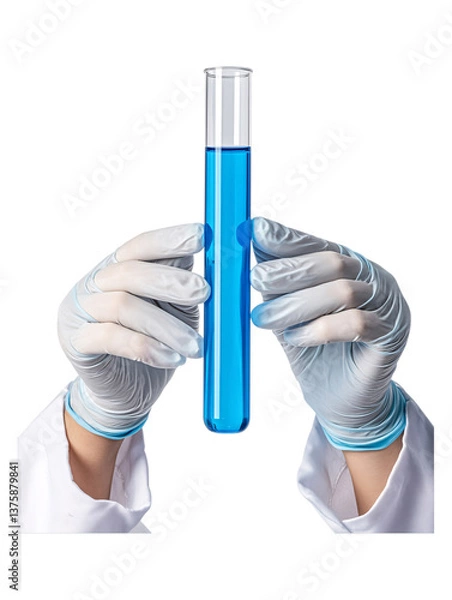 Fototapeta Female Scientist in Lab Coat Conducting Research and Experiments on Transparent Background