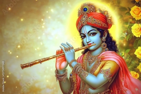 Fototapeta Lord Krishna Playing the Flute